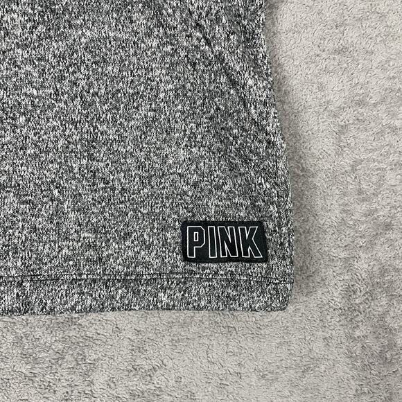 PINK Victoria's Secret Sweater Womens Medium Gray Marled Quarter Zip Pullover - Picture 2 of 11